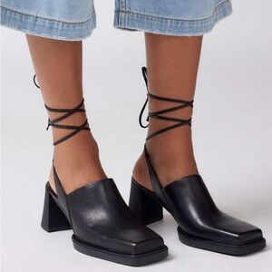 Vagabond Edwina square toe ankle tie heeled mule NWOT